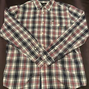 Hurley Men's Casual Plaid Shirt - Navy, Red, and White